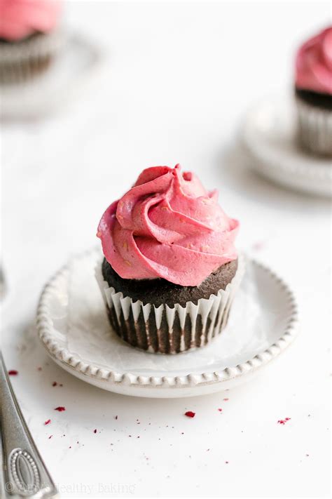 Healthy Small Batch Mini Chocolate Cupcakes With Raspberry Frosting Amy S Healthy Baking