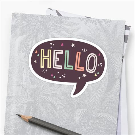 Hello Speech Bubble Typography Sticker By Bakura240 Redbubble