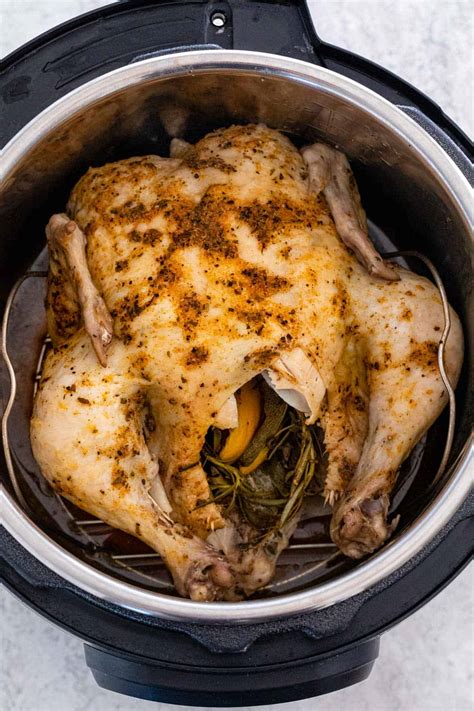 Combine chicken wings, carrot, onion, garlic, ginger (if using), thyme, bay leaves, and peppercorns in instant pot. Instant Pot Whole Chicken - Jessica Gavin