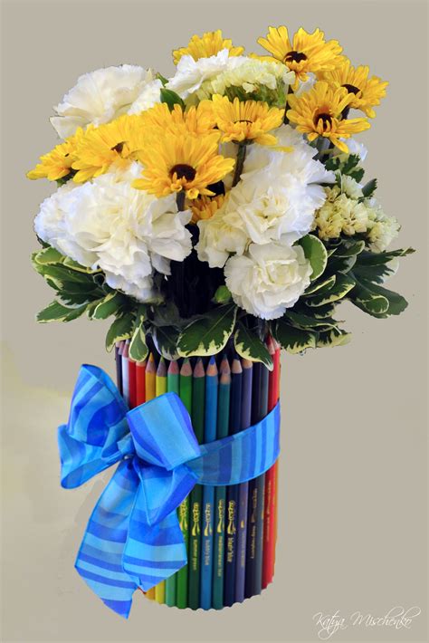 Colored Pencil Vase For Teacher Take A Dollare Store Glass Cylinder