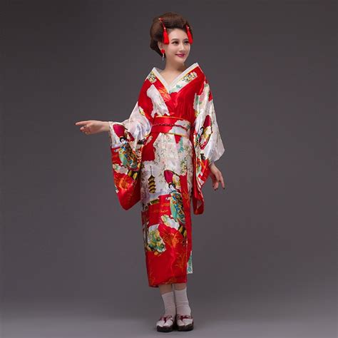Japanese Kimono National Stage Womens Silk Satin Kimono Yukata Evening