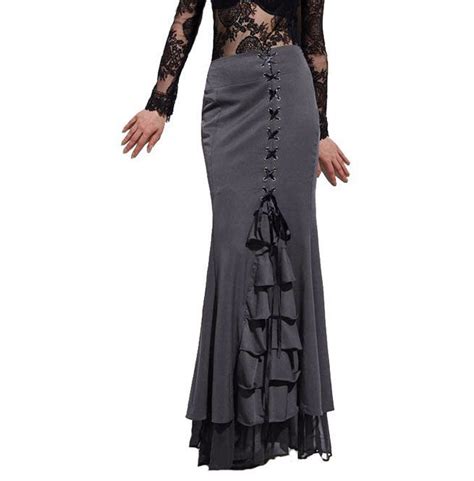 Gothic Vintage Retro Fishtail Corset Lace Up Long Mermaid Skirt