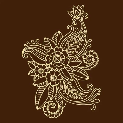 Mehndi Flower Pattern Henna Drawing Tattoo Decoration Ethnic Oriental