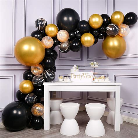 Buy Partywoo Black And Gold Balloons 59 Pcs Black Balloons Gold