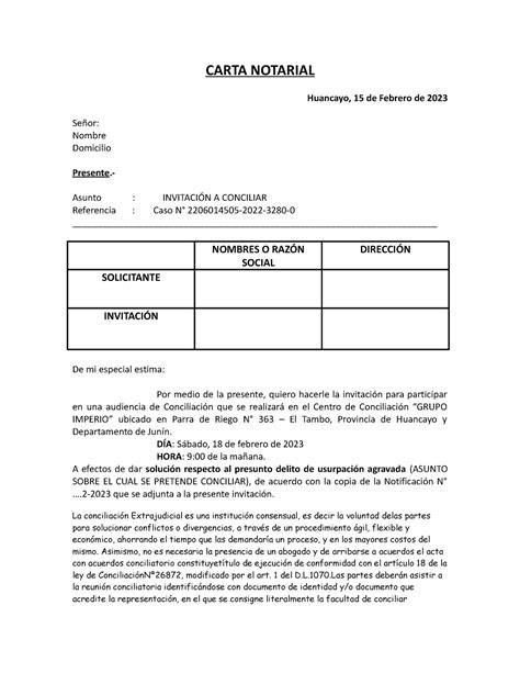 Carta Notarial De Requerimiento De Pago Carta Notarial Huancayo 15