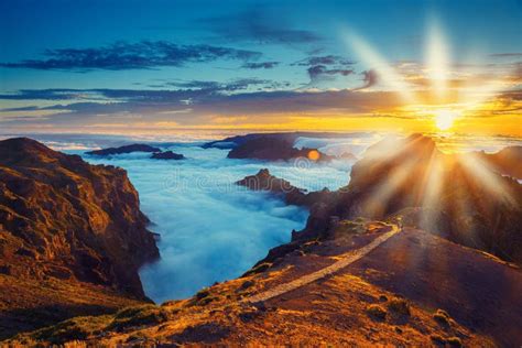 Beautiful Sunset Over The Mountains Stock Photo Image Of Background