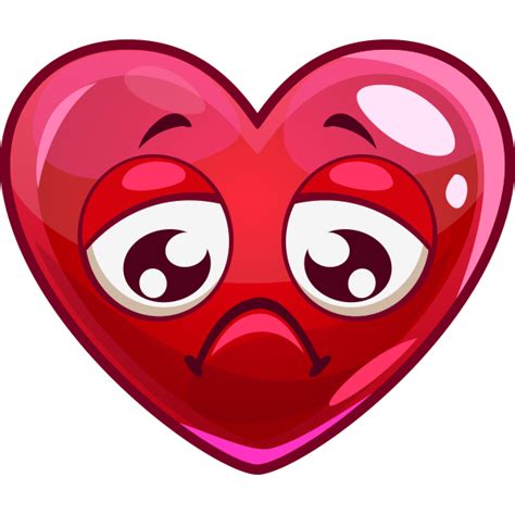 Cartoon Red Heart Cry Emoticons Smiley Emoji Sad Emotion Symbol Images
