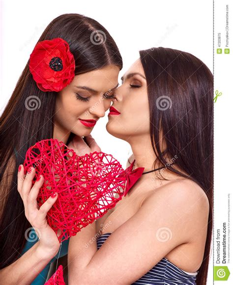 Lesbian Women Taking Heart In Erotic Foreplay Game Stock Image Image