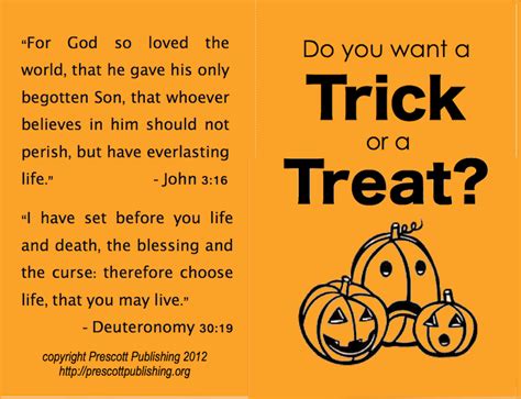 Free printable tracts for evangelism. Do You Want a Trick or a Treat? - Flanders Family Homelife