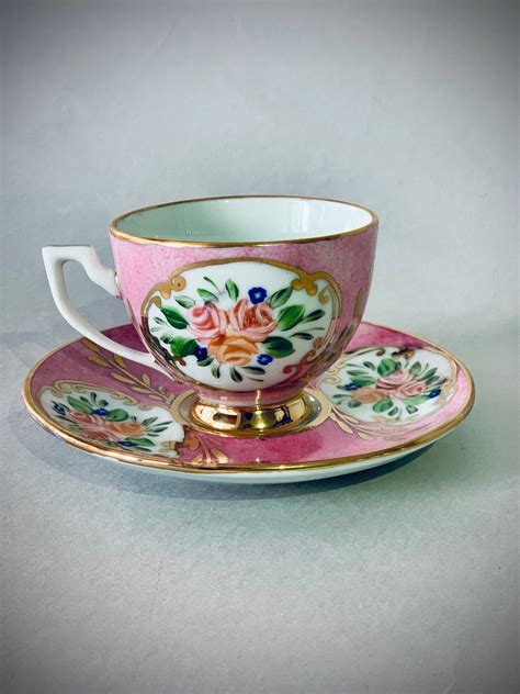 X Hand Painted Porcelain Turkish Coffee Cup And Saucer By
