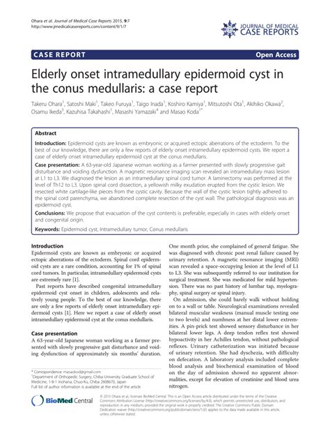 Pdf Elderly Onset Intramedullary Epidermoid Cyst In The Conus