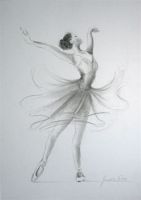 Original Pencil Drawing 12 X 8 On White Paper Of Ballerina By Etsy