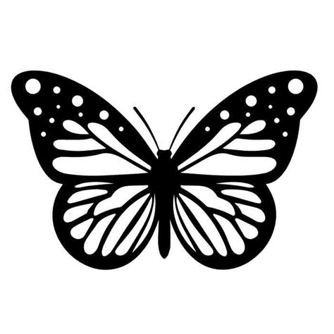 A Black And White Silhouette Of A Butterfly On A White Background Stock
