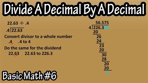 How To Divide A Decimal Number By A Decimal Number Dividing Decimals