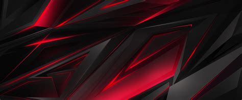Black Red Abstract Polygon 3d 4k 45 Wallpaper