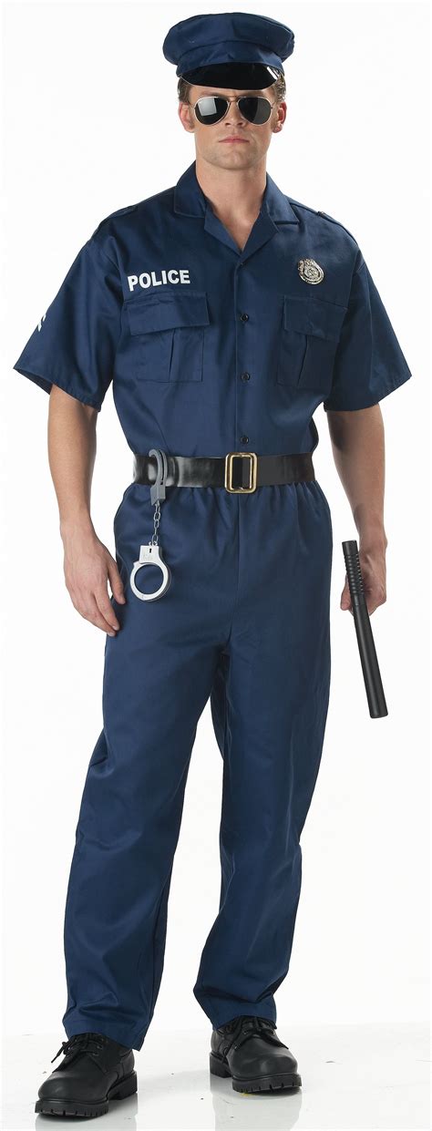 Police Officer Costume Includes Blue Shirt With Front Buttons