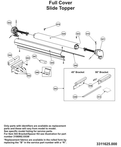 Electric Dometic 9100 Power Awning Parts Diagram