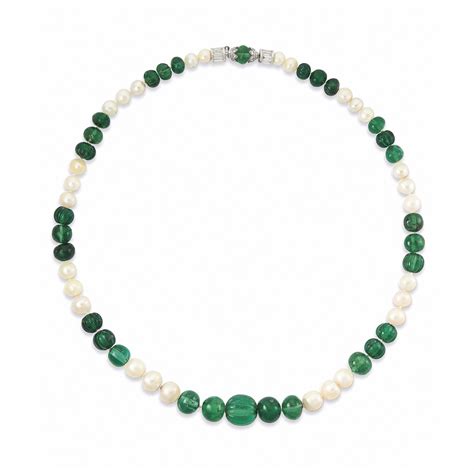 An Emerald Natural Pearl And Diamond Necklace Christies