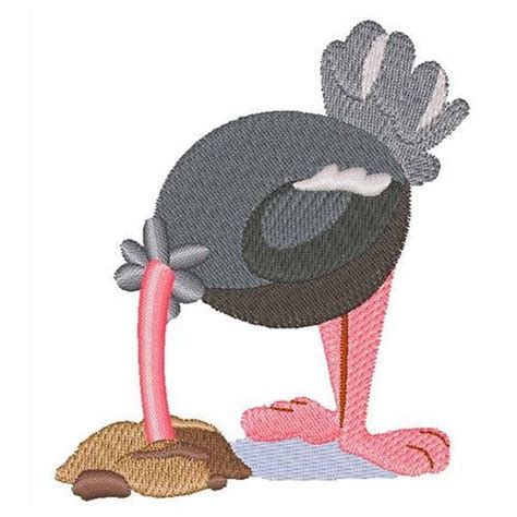 Ostrich Hiding Head In Sand 4x4 Products Swak Embroidery