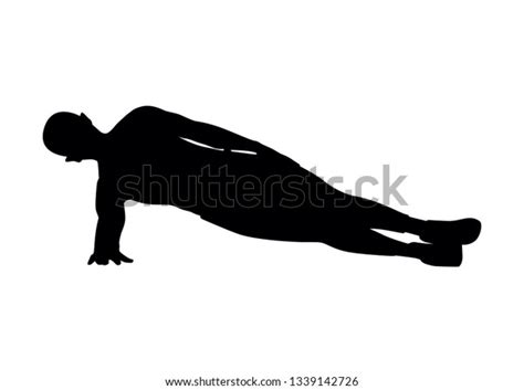 Silhouette Illustration Man Doing Plank Stock Vector Royalty Free