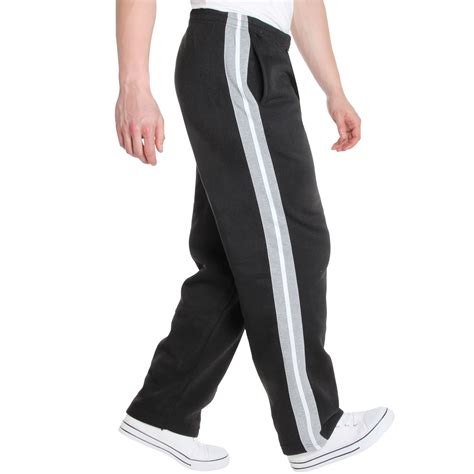 Mens Tracksuit Bottoms Striped Joggers Jogging Trousers Fleece Pants