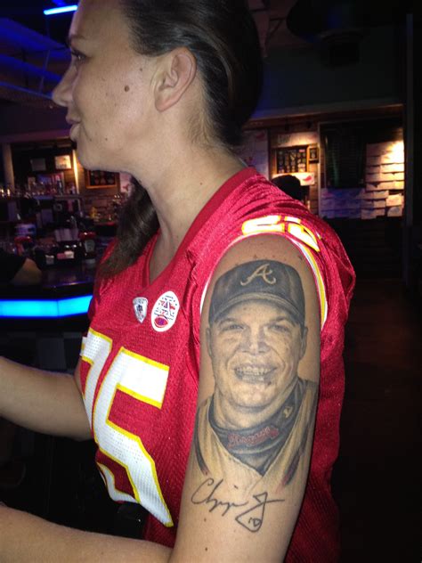 A Barstow Chili Waitress Has A Chipper Jones Tattoo On Her Left Arm Tattoos Brand New