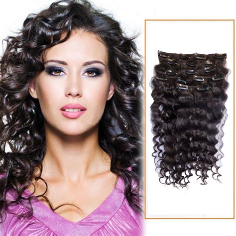 18 Inch 2 Dark Brown Clip In Human Hair Extensions Deep Curly 7 Pcs