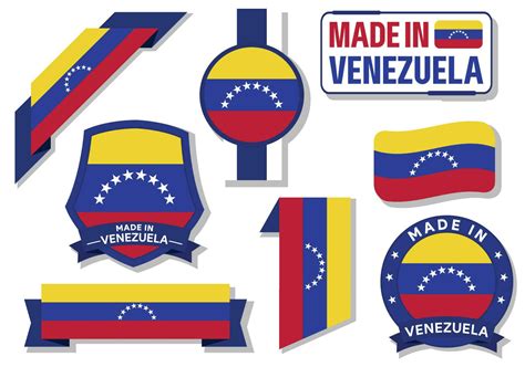 Collection Of Made In Venezuela Badges Labels Venezuela Flags In Ribbon