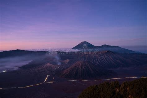 Mount Bromo Volcano Before Sunrise In East Java Indonesia Stock Image