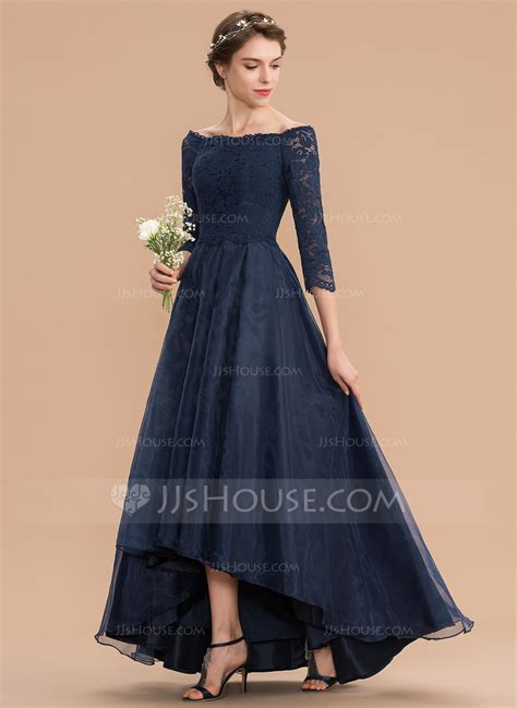 Us 13200 A Line Off The Shoulder Asymmetrical Organza Lace Bridesmaid Dress With Ruffle Jj