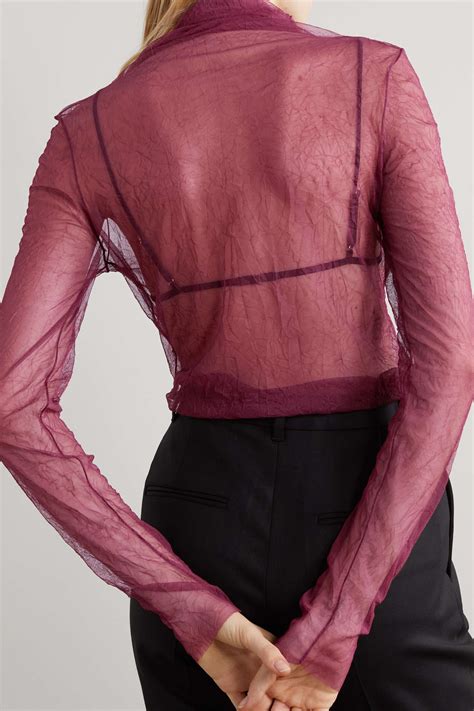 Red Fadia Crinkled Tulle Turtleneck Top The Row Net A Porter