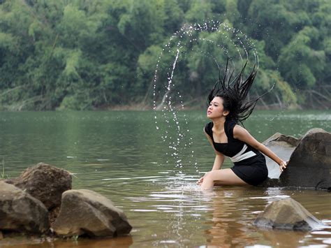 Kostenlose Foto Meer Wasser M Dchen Haar See Fluss Weiblich Modell Dschungel Mode