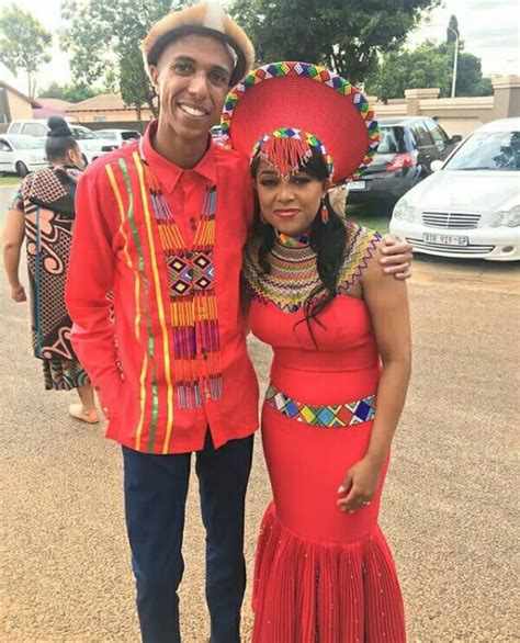 Clipkulture Zulu Couple In Red Traditional Wedding Outfit
