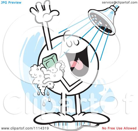 Clipart Moodie Character Singing In The Shower Royalty