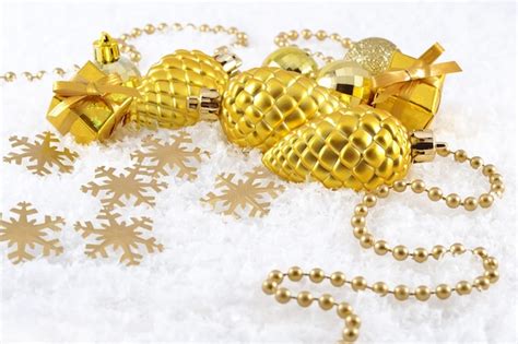 Premium Photo Golden Christmas Decorations