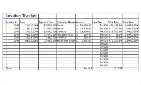 12 Invoice Tracking Templates Sample Example Format Download
