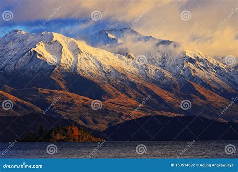 Mt Aspiring Peak Seen From Wanaka Town New Zealand Stock Photo Image