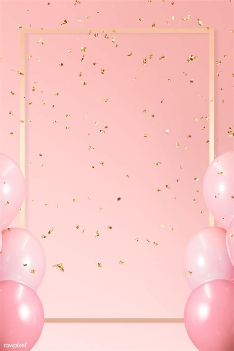 Download Premium Illustration Of Golden Frame Balloons On A Pink With