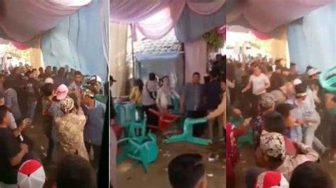 Viral Acara Pernikahan Kacau Diwarnai Baku Hantam Dan Lempar Kursi