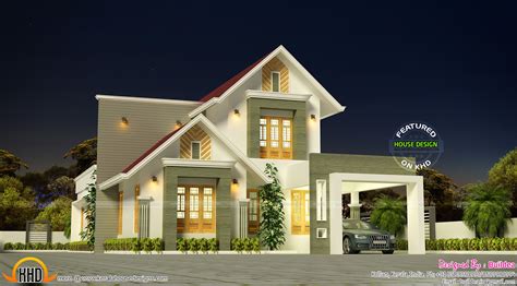 Splendid Home In Sloping Roof Style Kerala Home Design And Floor