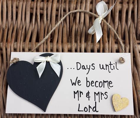 Madeat94 Personalised Wedding Countdown Engagement Plaque Mrandmrs To Be