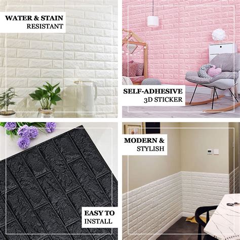 10 Pack 58 Sqft Metallic Silver Foam Brick Wall Tiles Peel And Stick