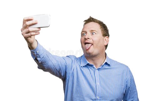 Man Taking Selfie Of Himself Stock Photo Image Of Happy Blue 49706688