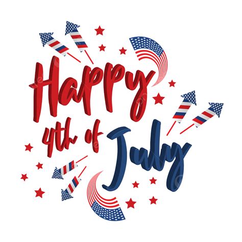 Happy 4th Of July 3d Design With Flag Vector Element July America