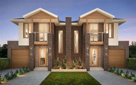 Two Storey Duplex House With Hip Roof Garage And Facebrick Walls