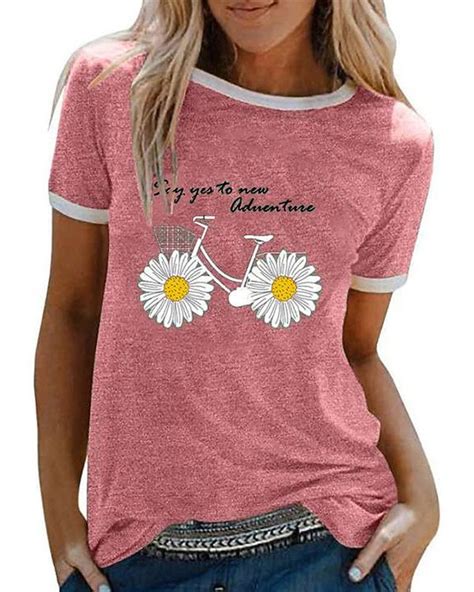 Women S Floral Daisy T Shirt Daily Tops Blouses For Women Plus Size T Shirts Fashion Pattern