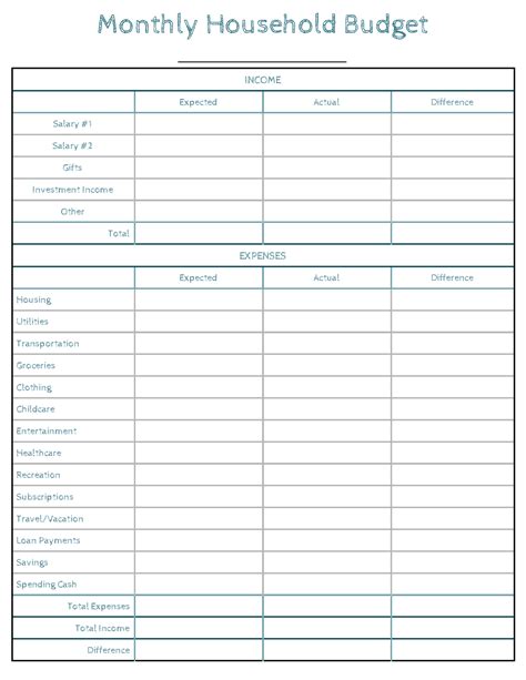 Free Printable Blank Budget Forms Free Printable Templates