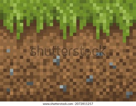 Pixel Grass Ground Stone Blocks Pattern Stock Vector Royalty Free