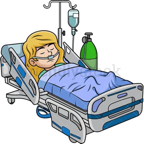 Patientin Im Krankenhausbett Cartoon Clipart Vektor Friendlystock