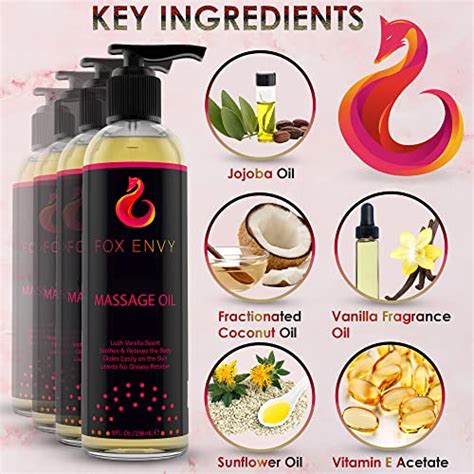 Massage Oil For Women And Men 1 Bottle 8 Fl Oz Fox Envy Massage Oil